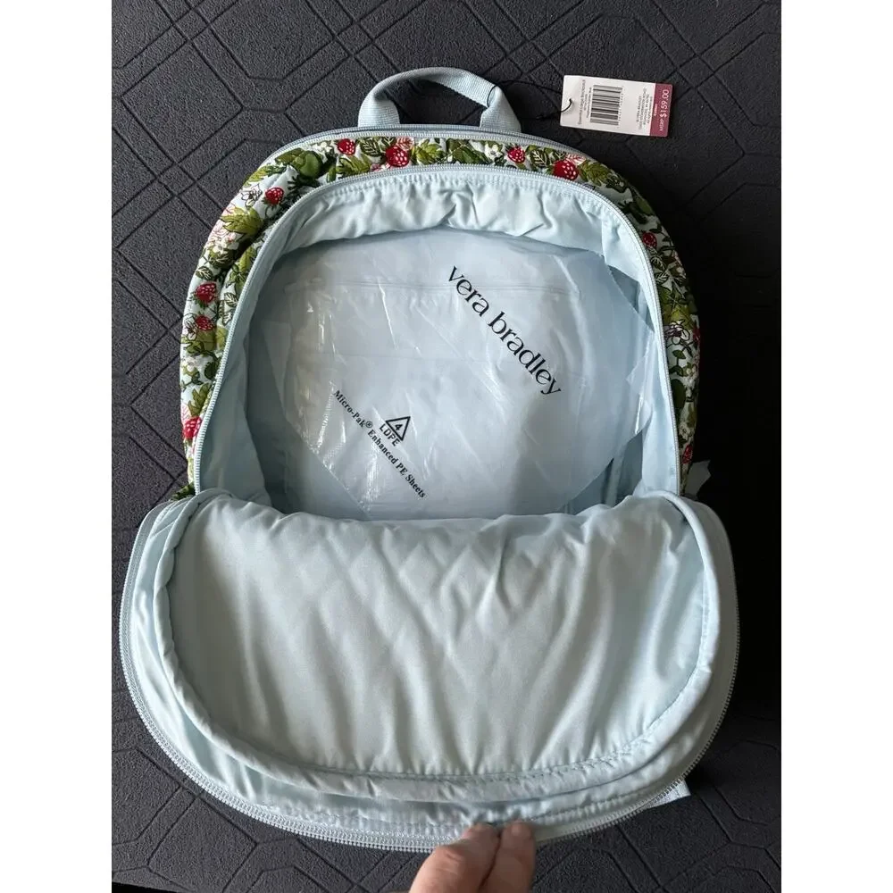 Vera Bradley Frogberry Garden Blue Essential 17” Laptop Large Backpack NWT